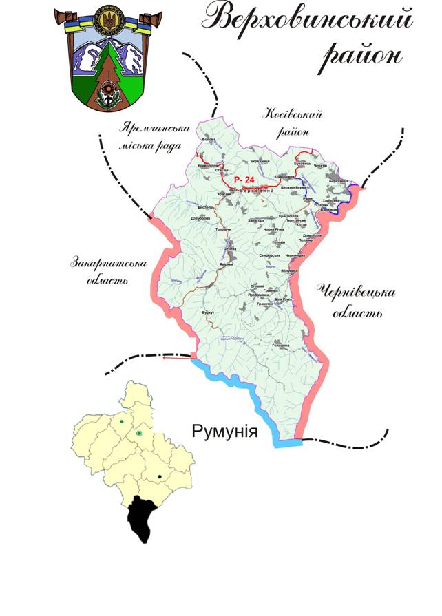 map of verkhovyna region